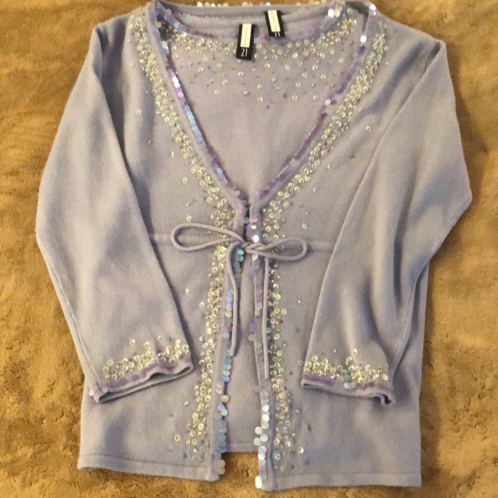 Vintage “1990” Forever 21 Purple Cardigan Sweater Set  with Sequins.